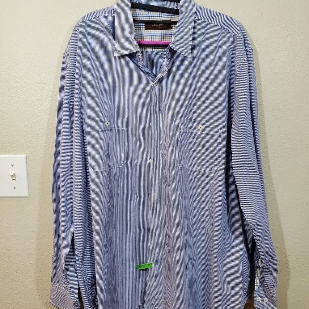 Tasso Elba plaid button‎ down men's dress shirt